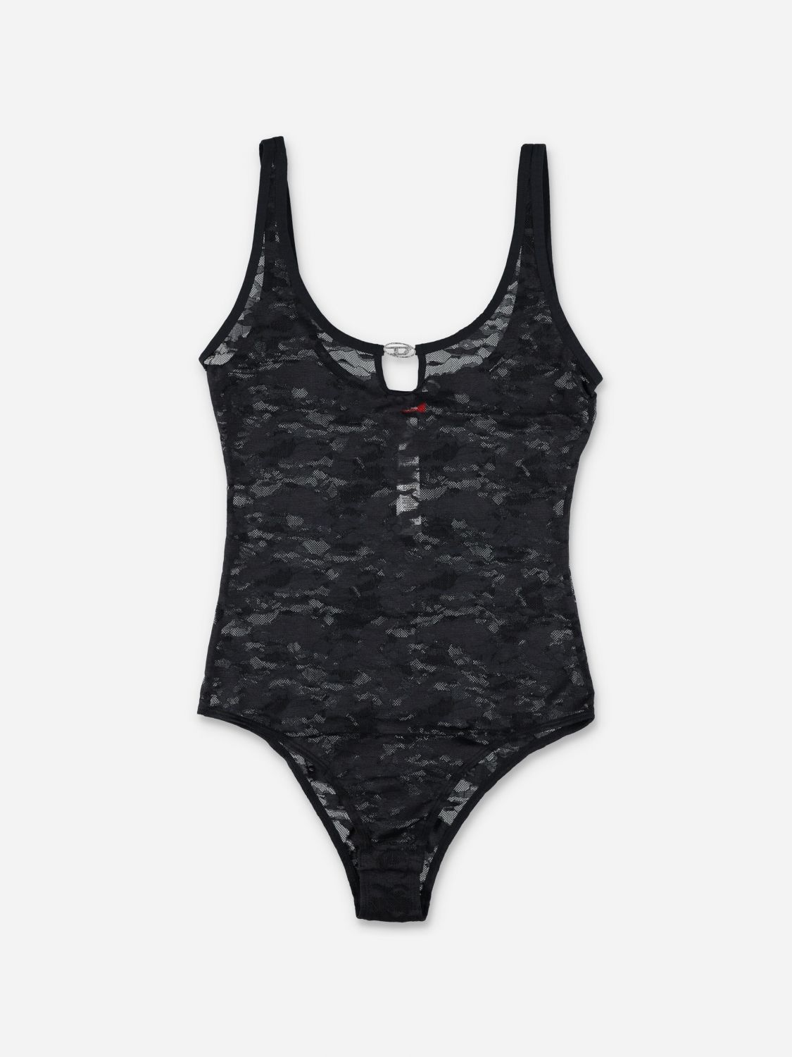 Logo-plaque lace bodysuit - Black