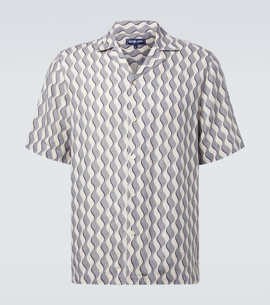 Roberto printed linen bowling shirt