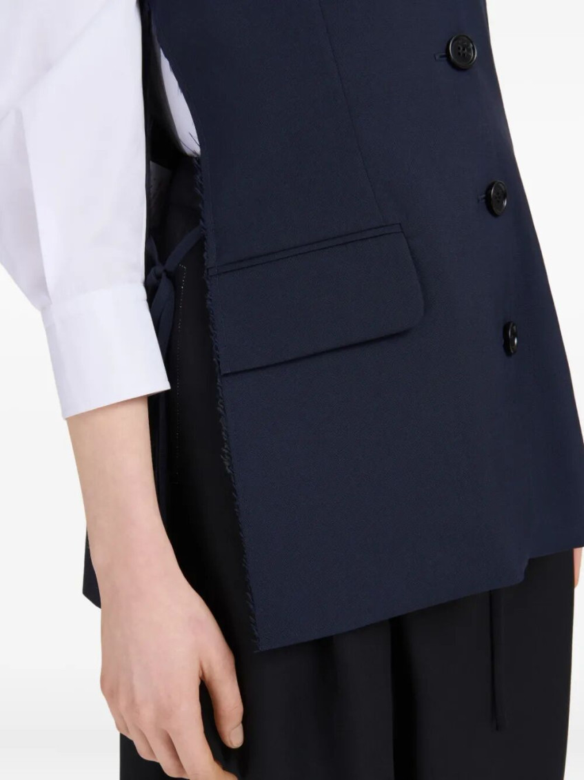 Dark Blue Wool Waistcoat
