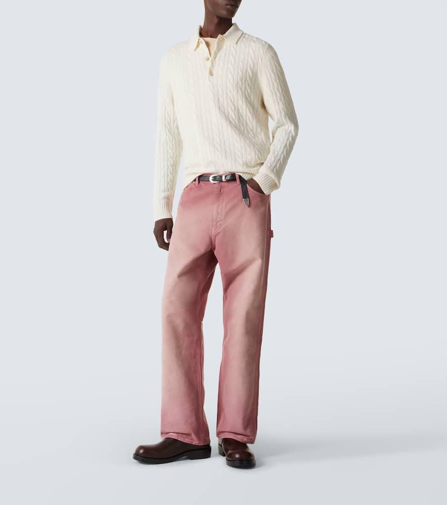 Cable-knit cashmere polo sweater