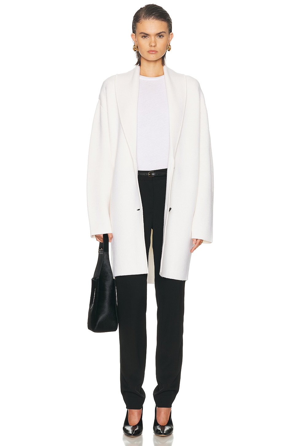 Toteme Shawl Lapel Robe Cardigan in Ecru - Ivory. XS also in S