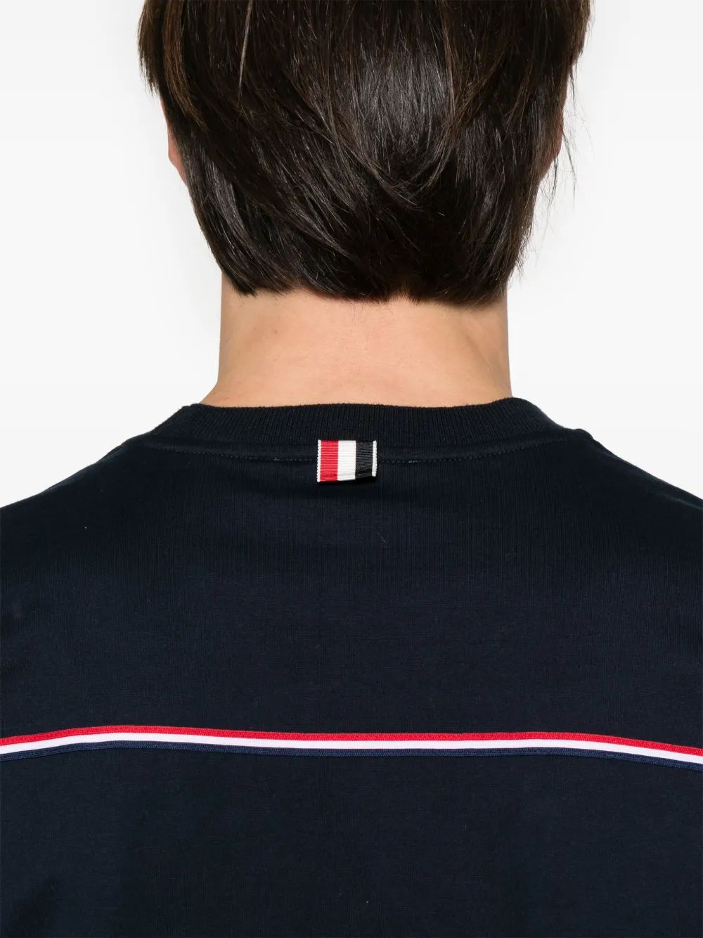 Thom Browne Oversized Short Sleeve Tee W/ Rwb Knit Trim In Medium Weight Jersey