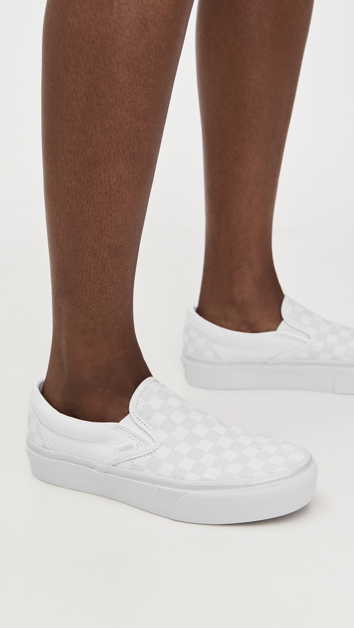 Classic Slip On Platform Sneakers Metallic Checkerboard Silver W