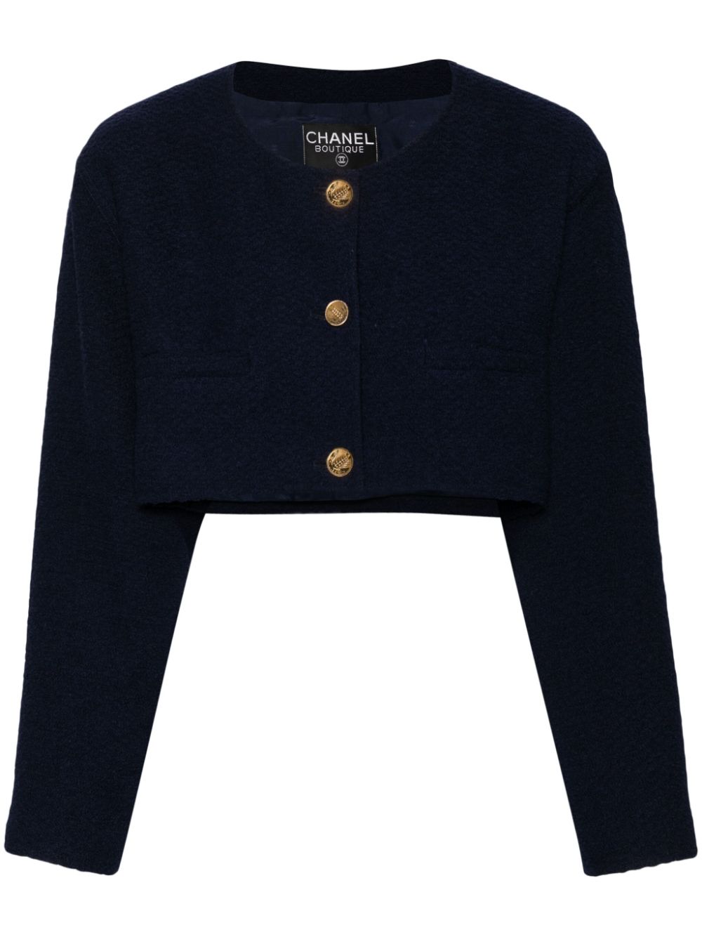 1990s bouclé cropped jacket - Blue