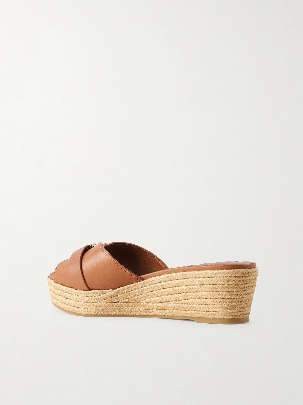 Leda Logo-embellished Leather Platform Espadrilles - Brown