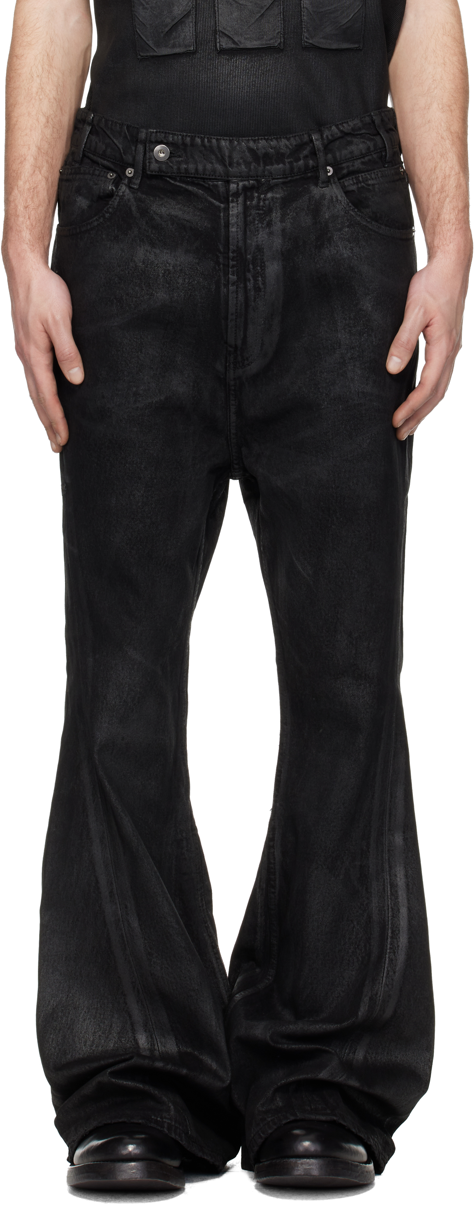 Black Waxed Varet Jeans