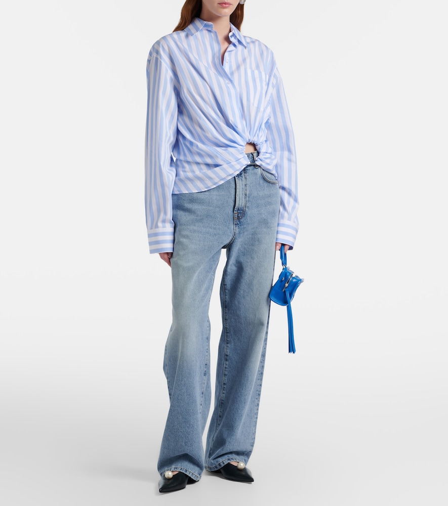 Palmizi cutout striped cotton poplin shirt