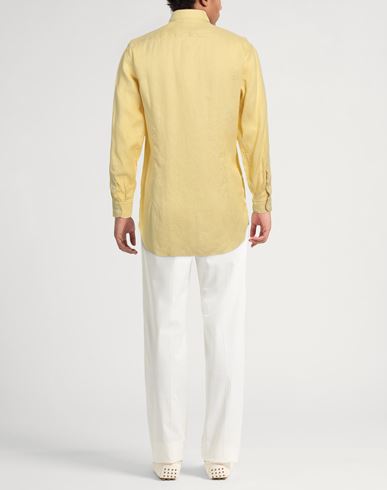 Lardini Man Shirt Yellow Size 16 Linen