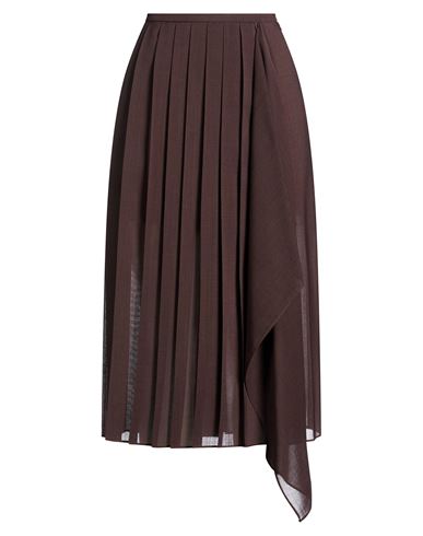 Woman Midi skirt Chocolate brown Size 6 Polyester, Virgin Wool