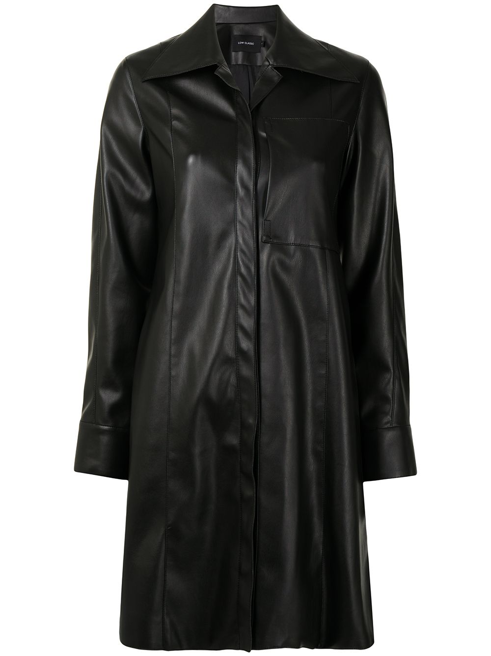 Oversized-collar long shirt - Black
