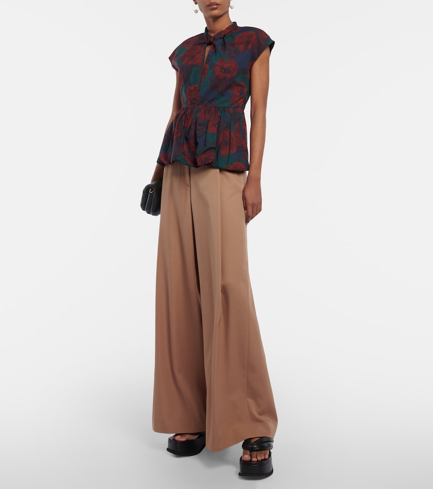 Floral peplum cotton poplin top