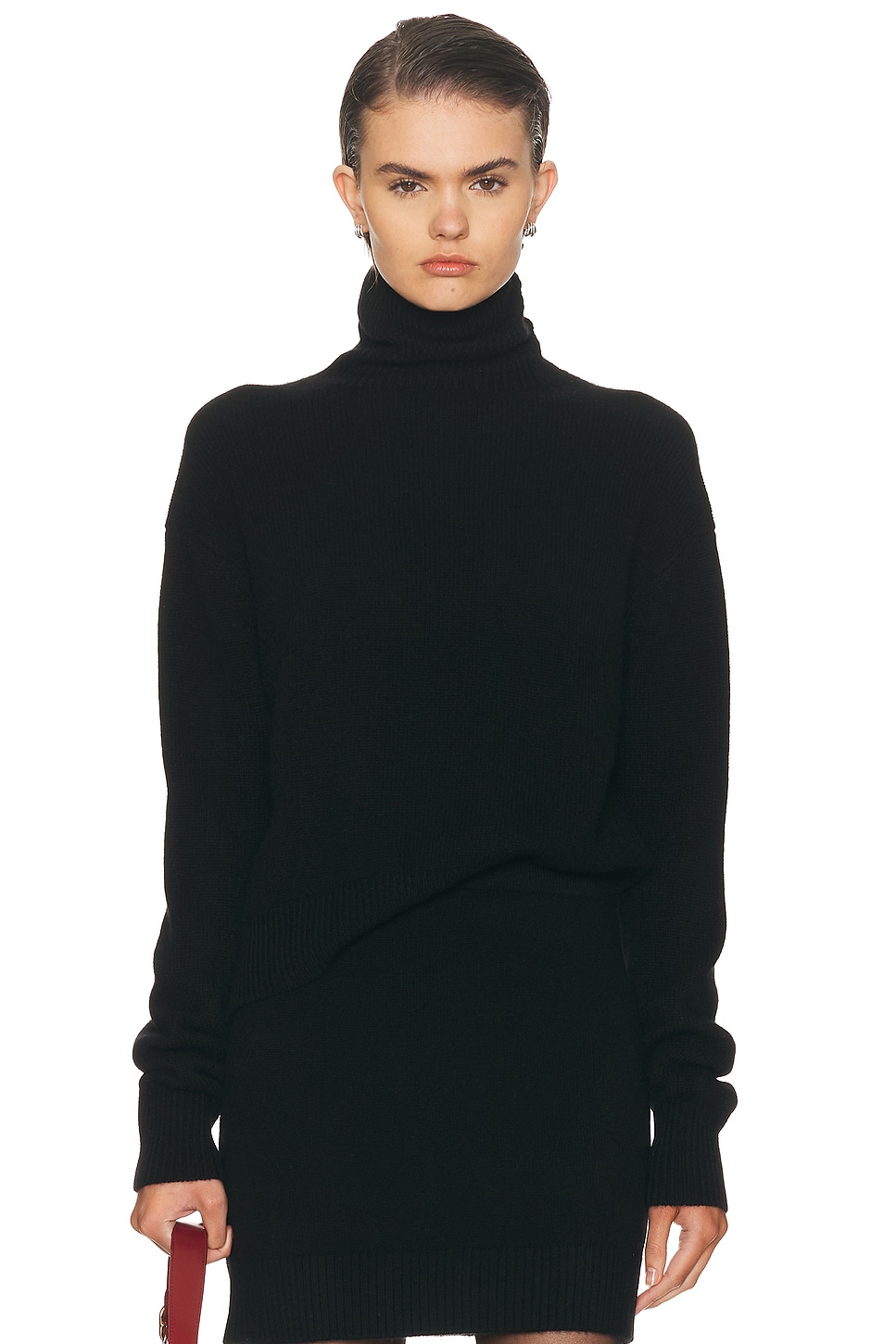 SPRWMN Cashmere Long Sleeve Turtleneck Sweater in Black - Black. L also in M