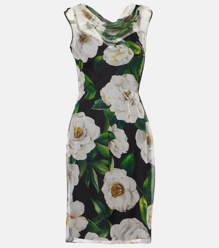 Floral silk chiffon midi dress