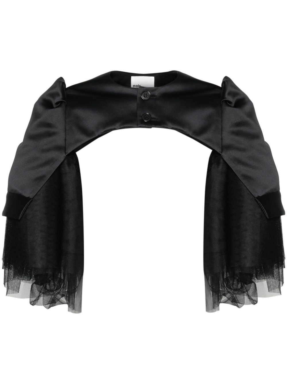 Tulle-inserts cropped jacket - Black