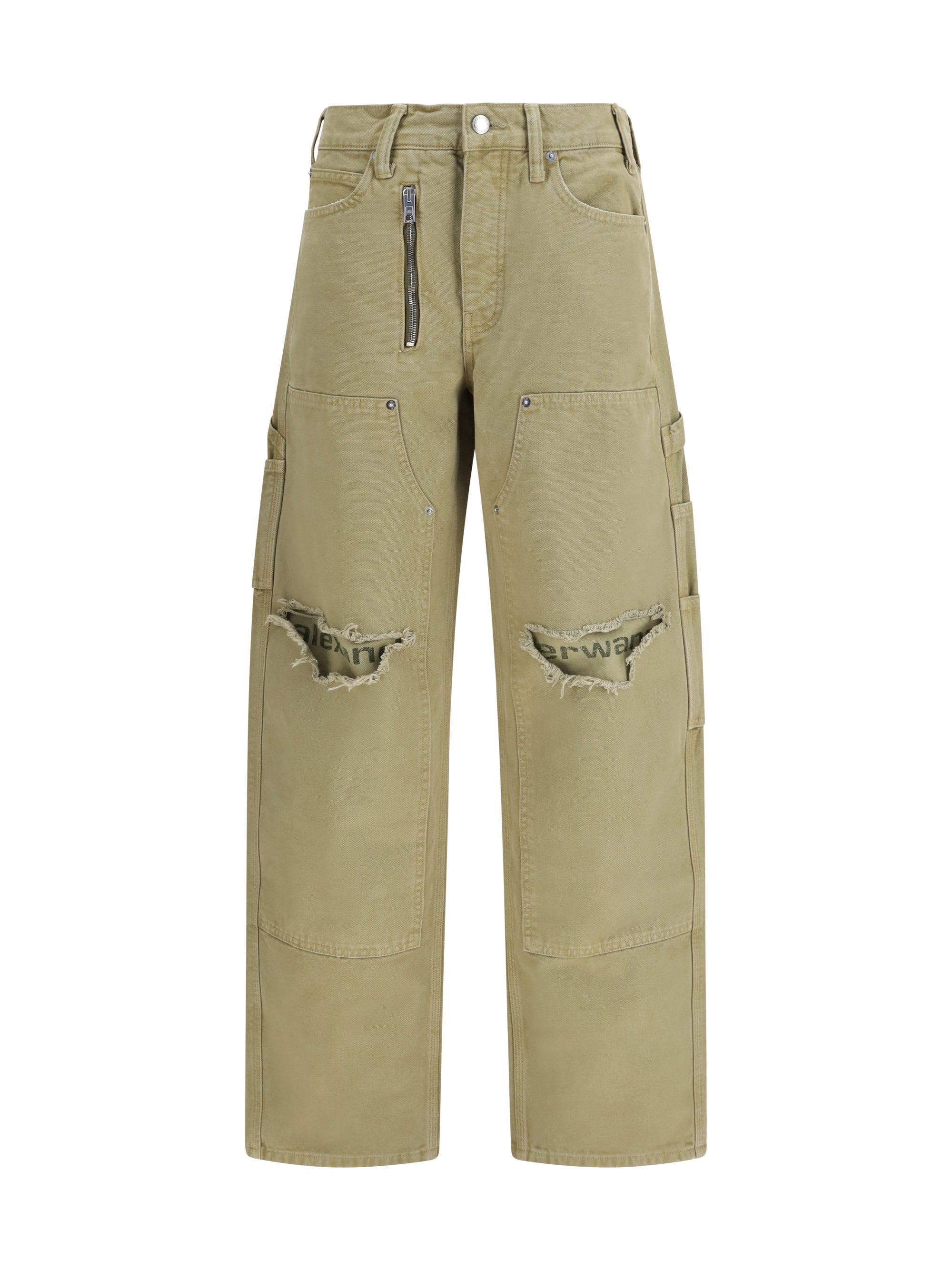 Zip-Detail Utility Cargo Pants — Green