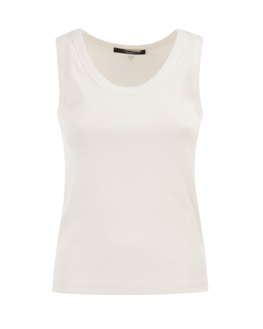 White Round Neck Sleeveless Top