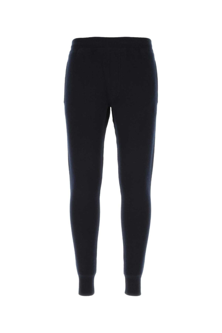 Dark Blue Stretch Cashmere Blend Joggers