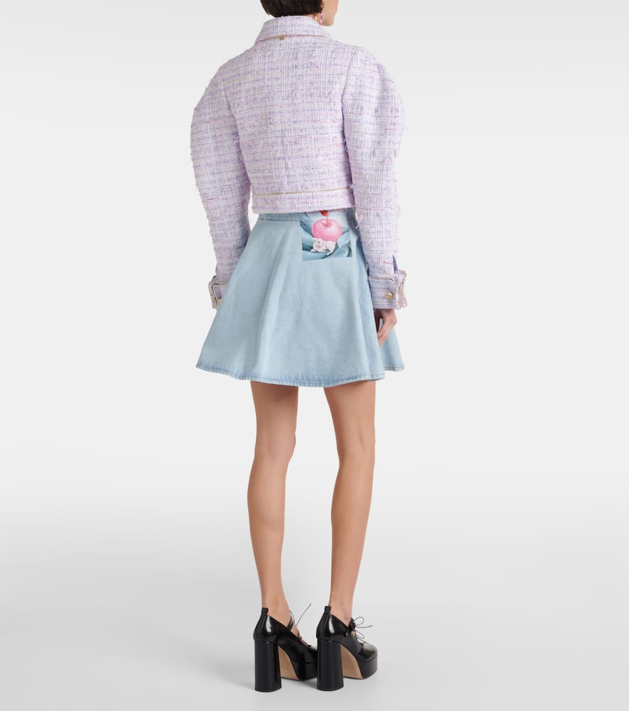 Cropped cotton-blend tweed jacket