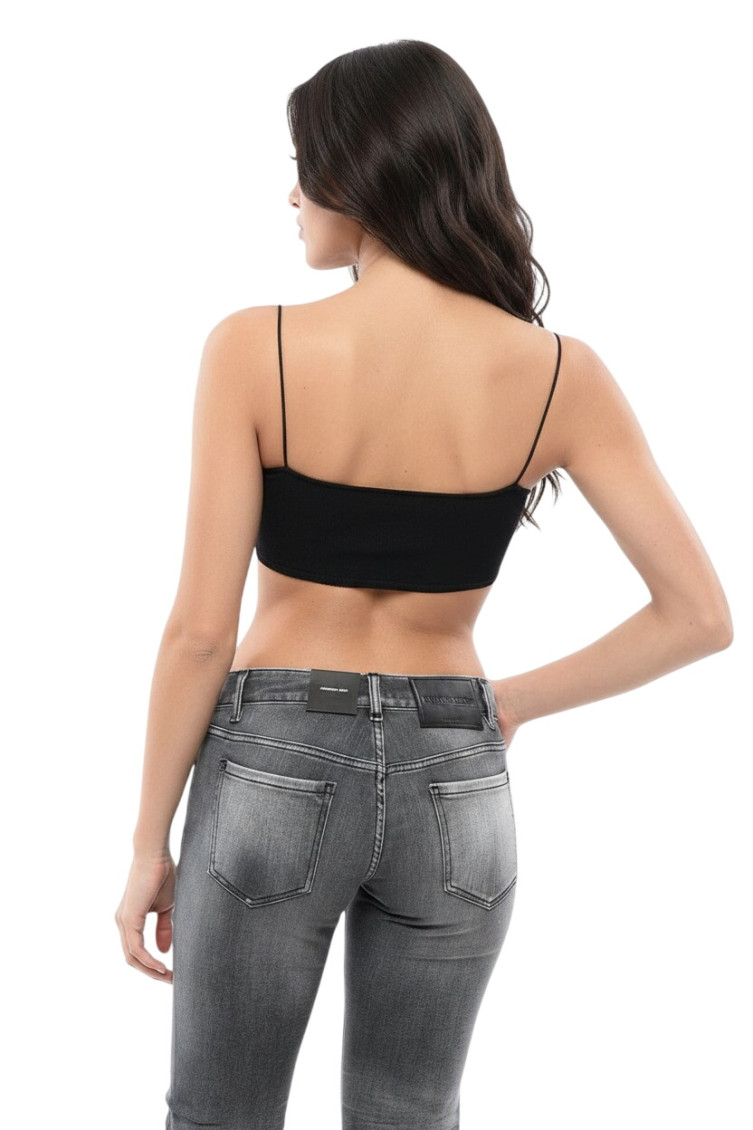 Black Solid Scoop Neck Top