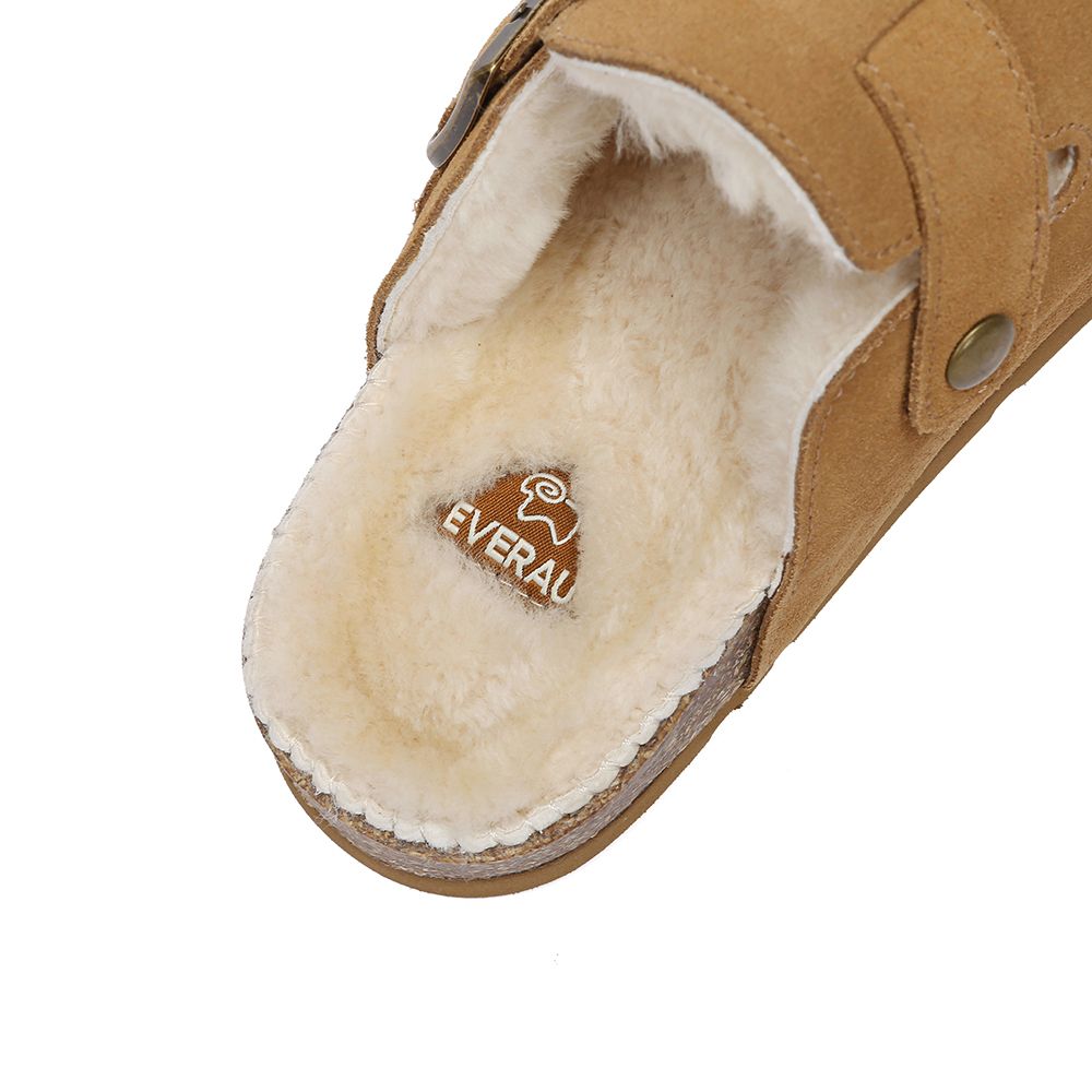EverAu Australia Women's Sheepskin Hazco Clogs with Eva Sole in Brown