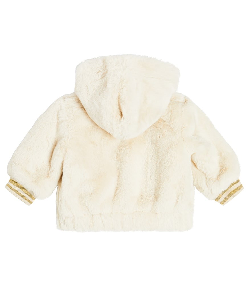 Moschino Kids Baby hooded faux fur jacket