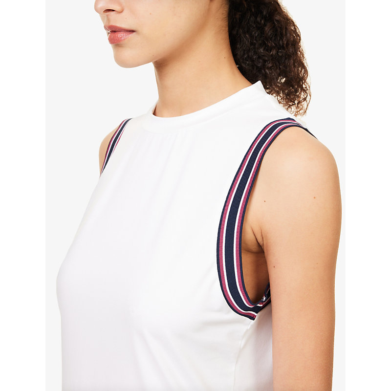 Womens White Cactus Flower Wellings Slim-fit Stretch Recycled-polyester top S
