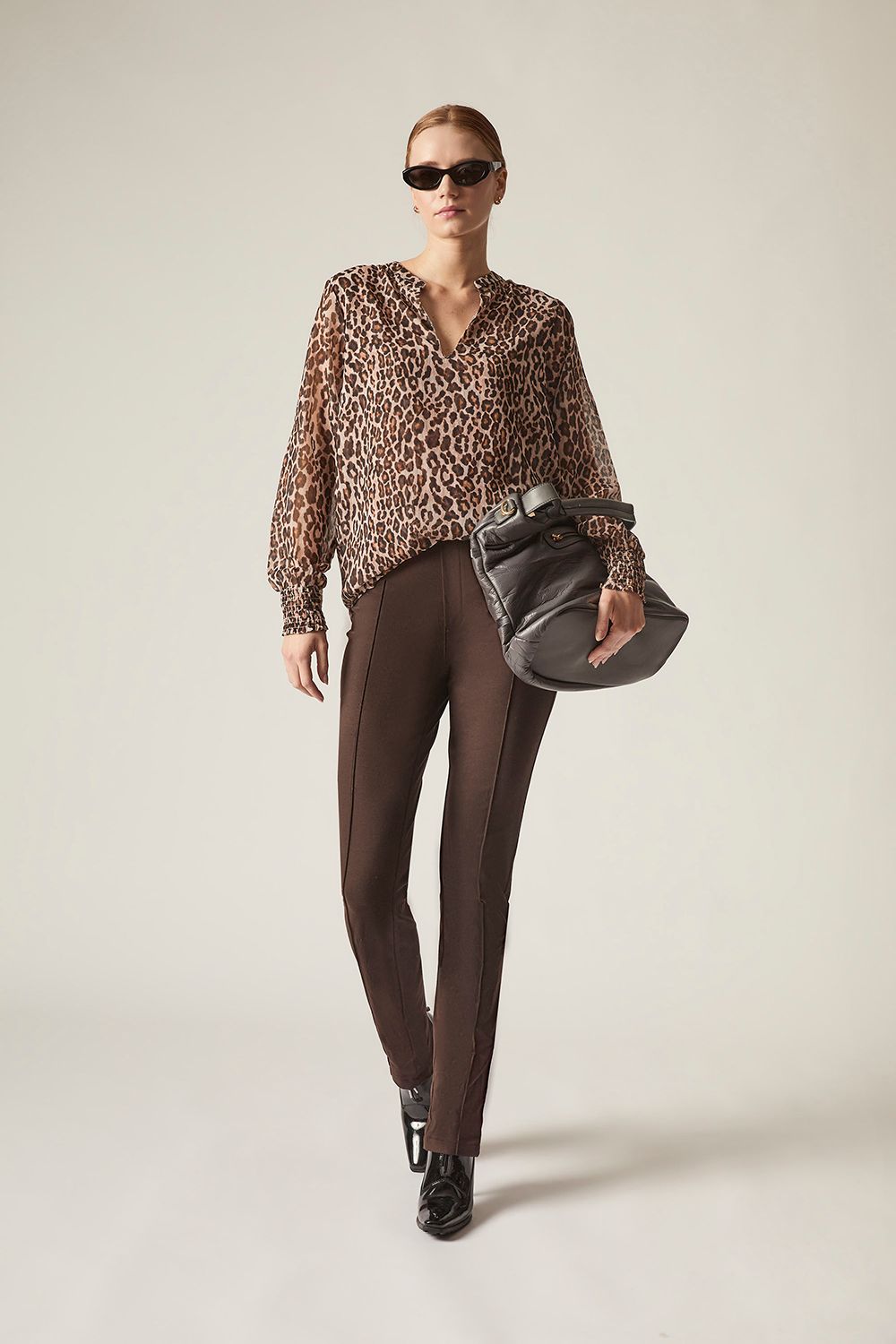 James Lakeland Women's Cigarette Trousers Brown in Dark Brown