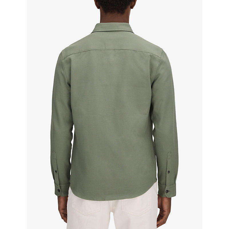 Mens Pistachio Arlo Regular-fit Long-sleeve Cotton Overshirt Xxl
