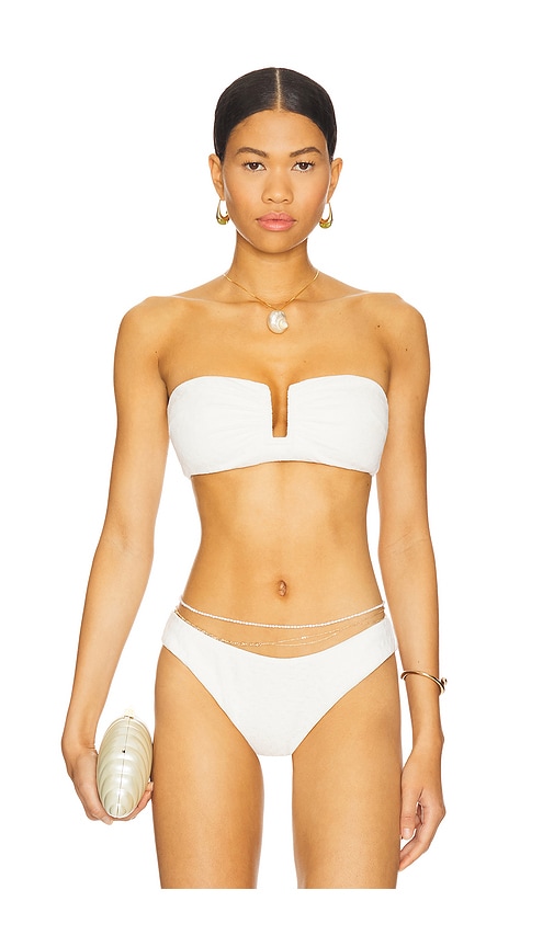 SIMKHAI Sandra Bandeau Bikini Top in Ivory. - S also in