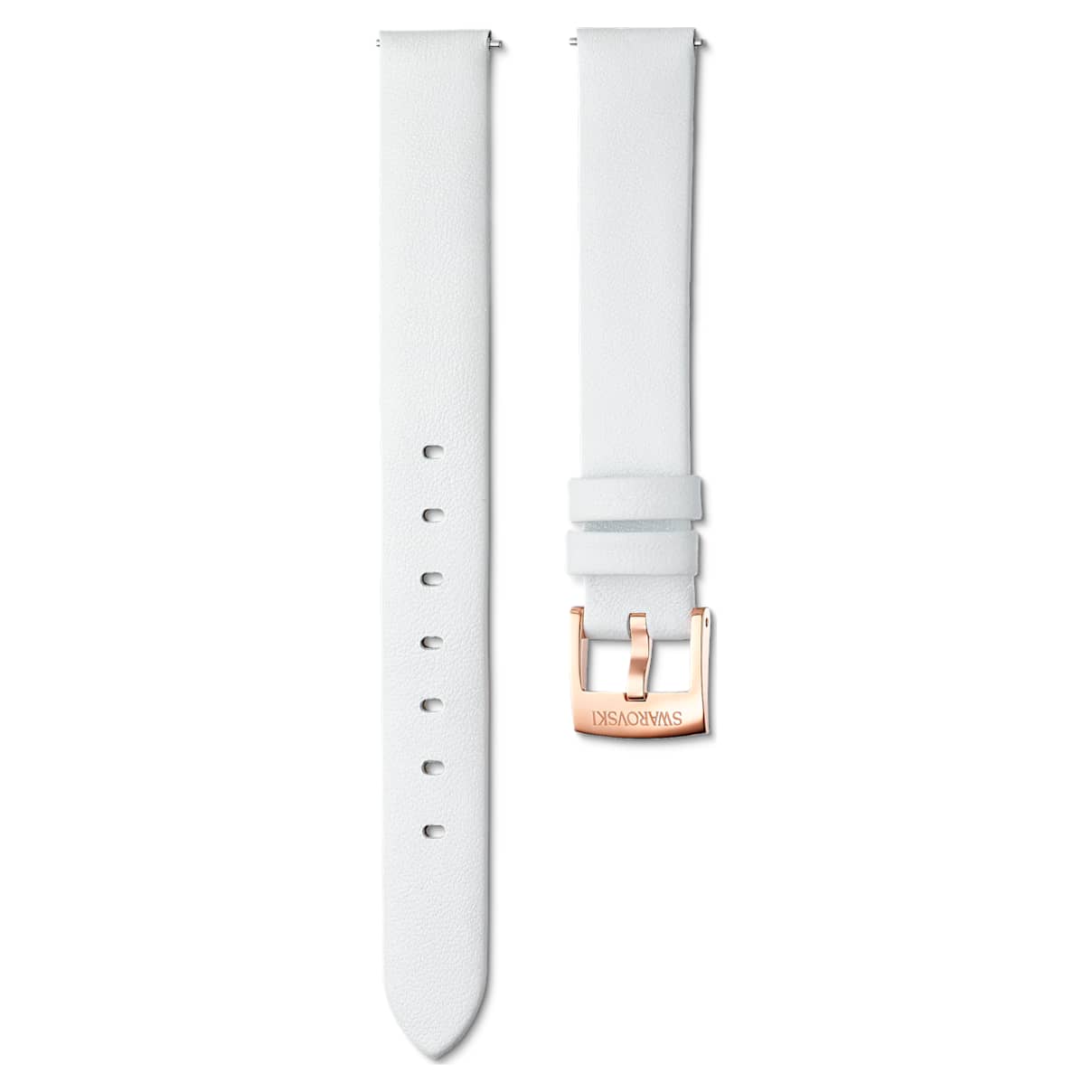Watch strap, 14 mm (0.55") width, Leather, White, Rose gold-tone finish