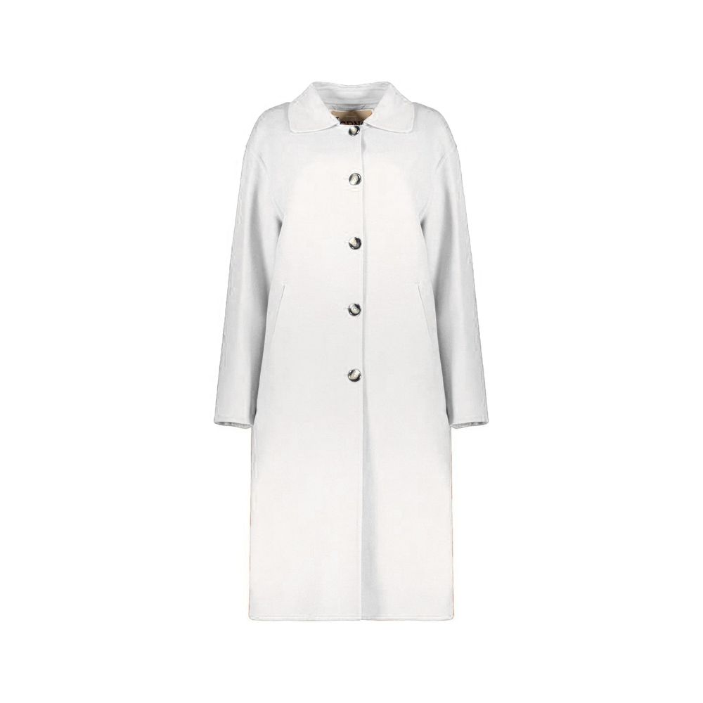 Wool Button-Front Coat — White