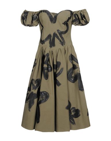 Woman Midi dress Military green Size 2 Cotton, Polyamide, Viscose