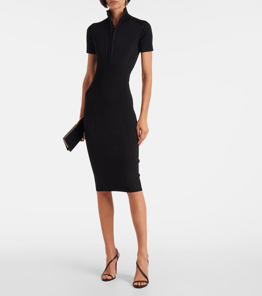 Ribbed-knit midi dress