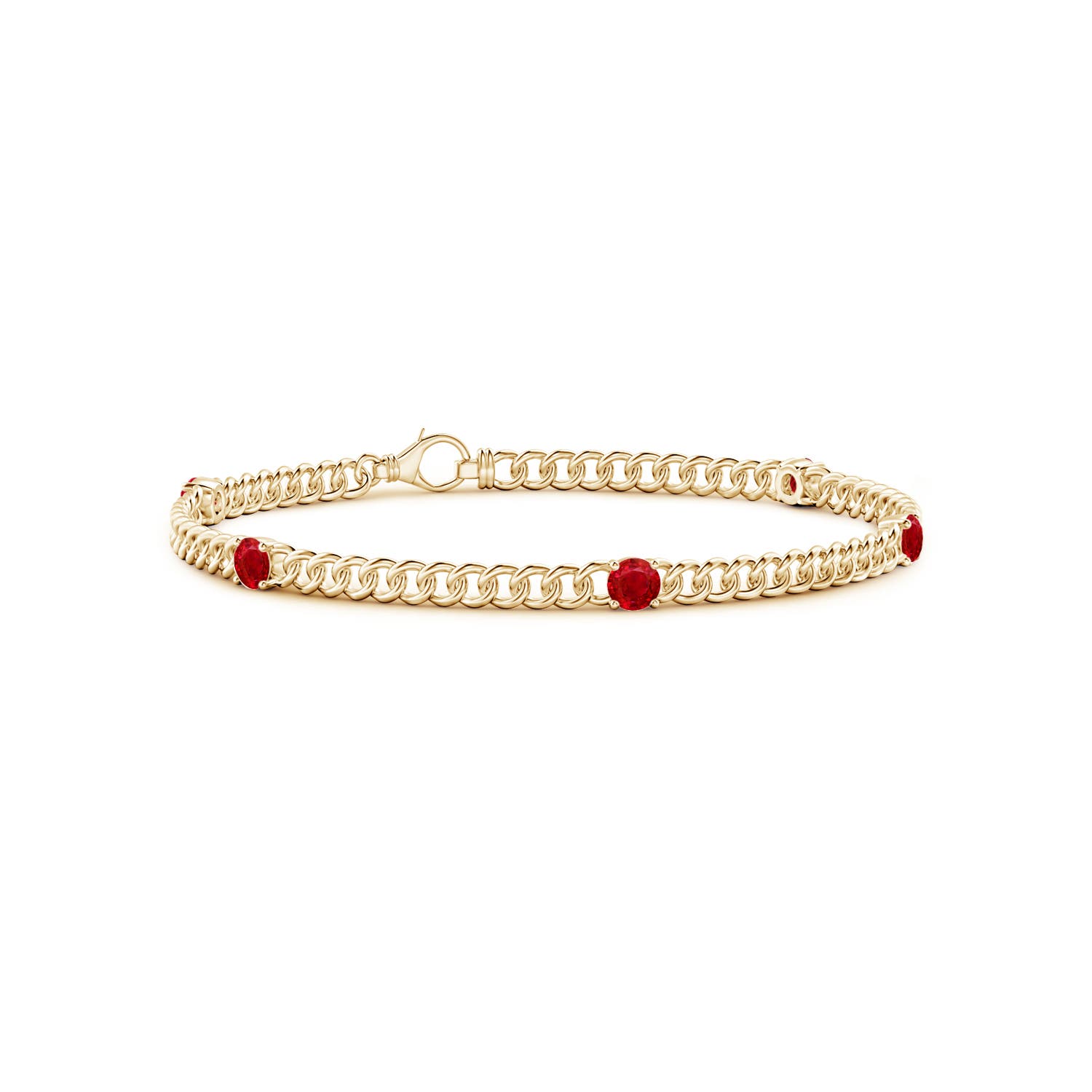 Angara 1.4 Carats Five Stone Ruby Station Bracelet in 14K Yellow Gold