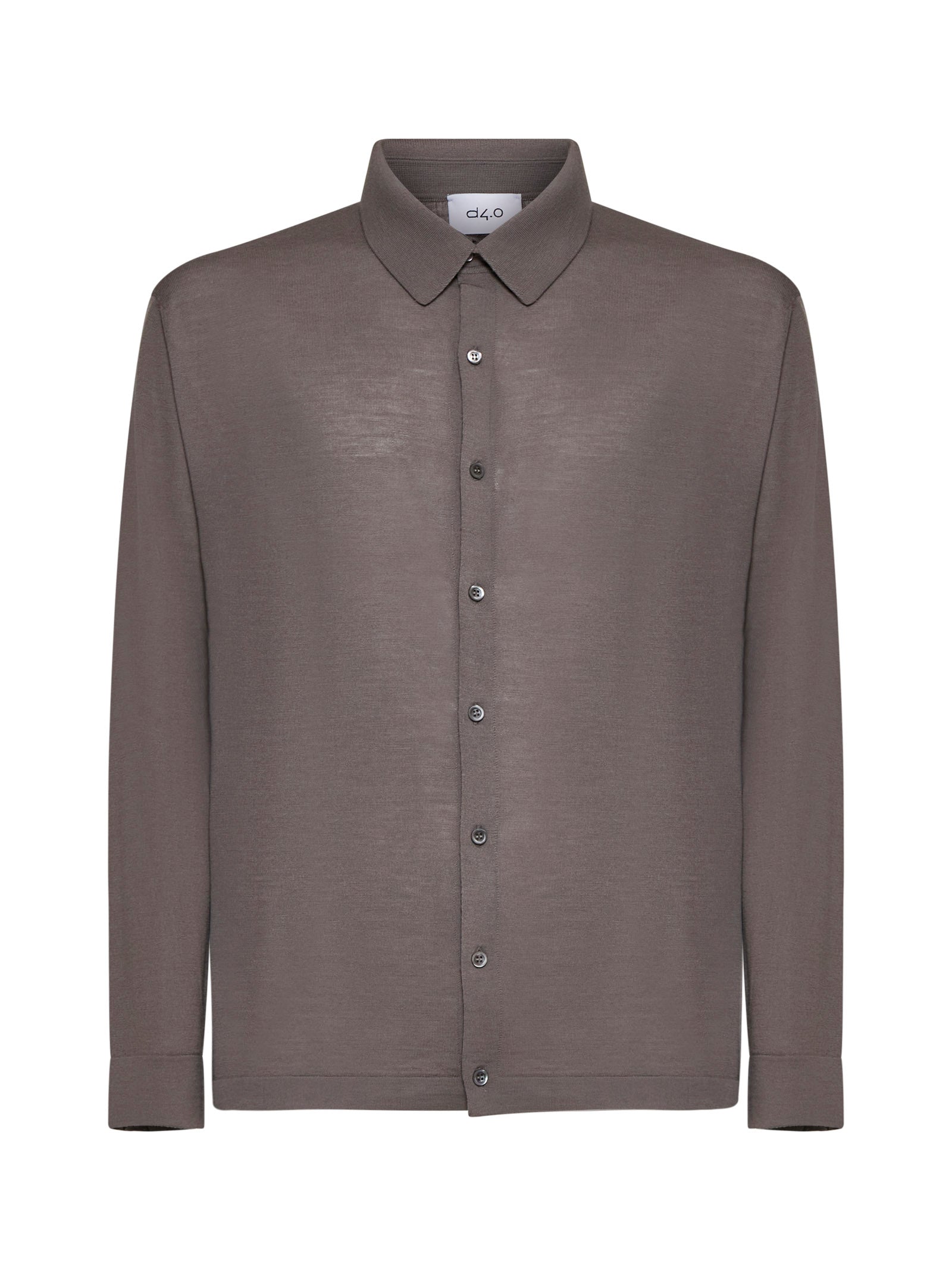 Virgin Wool Knit Shirt — Gray