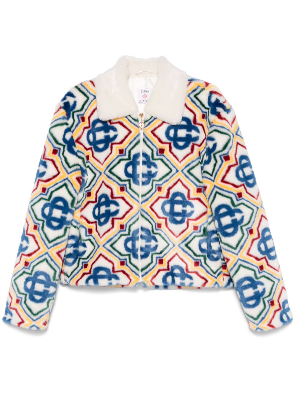 Collared faux-fur jacket - White