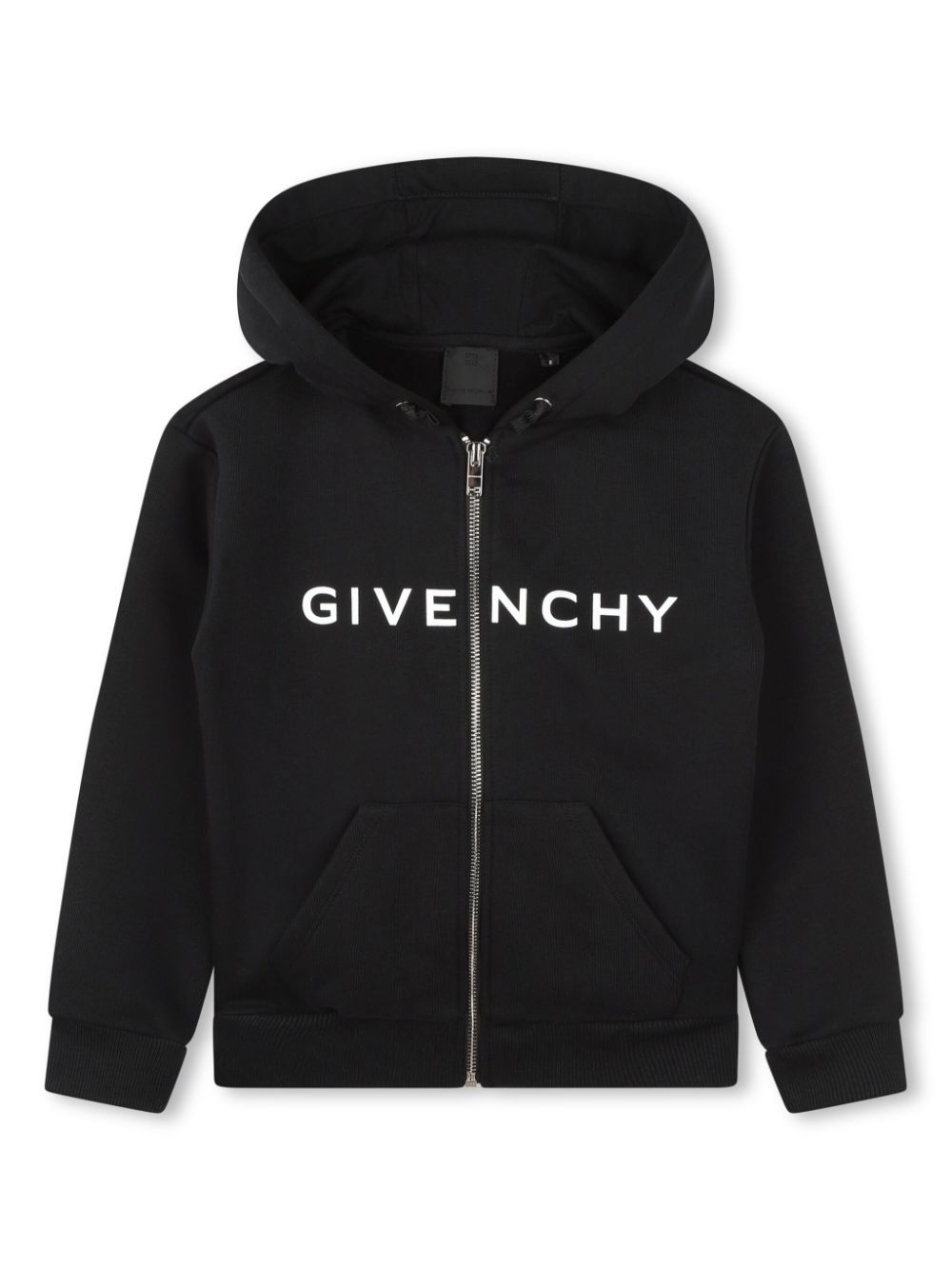 Logo-print zip-up hoodie - Black