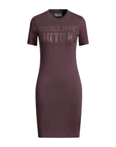 Woman Mini dress Dark purple Size S Cotton, Elastane