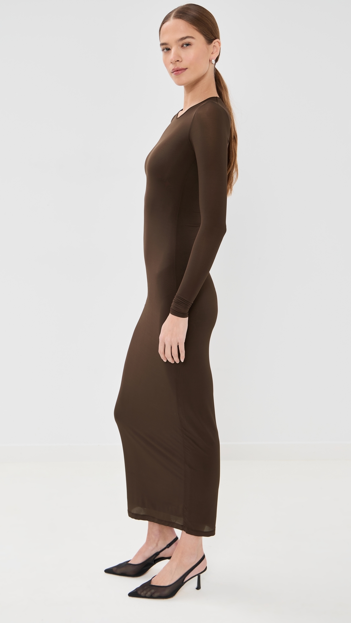 WARDROBE. NYC Sheer Midi Dress Black