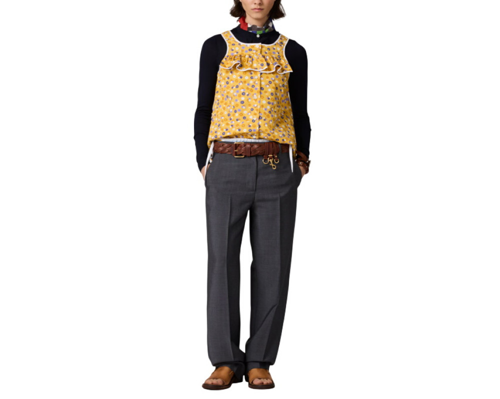 Yellow Floral Round Neck Top