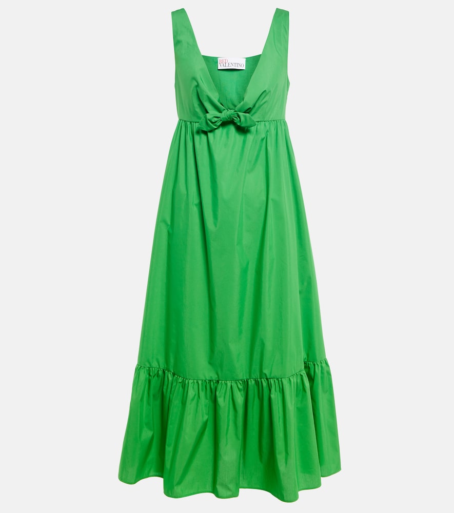 Cotton-blend poplin midi dress
