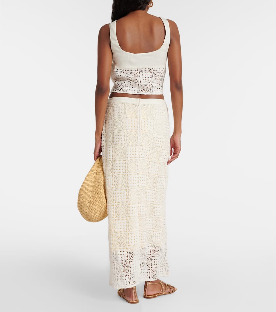 Rayure linen crop top
