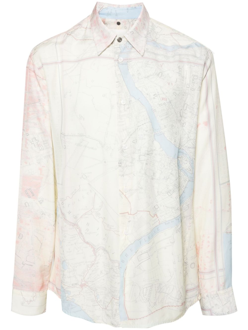 Map-print shirt - Neutrals
