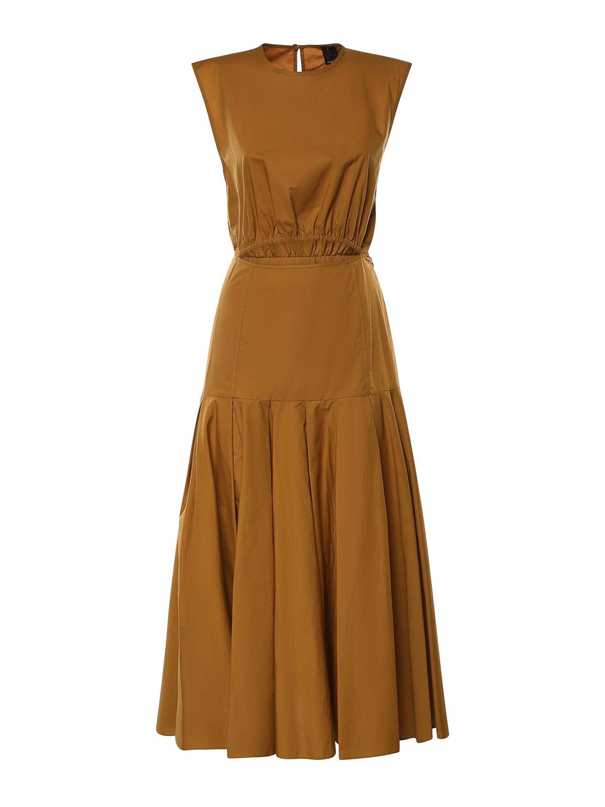 Sleeveless midi dress with pleats and cut-out - 36