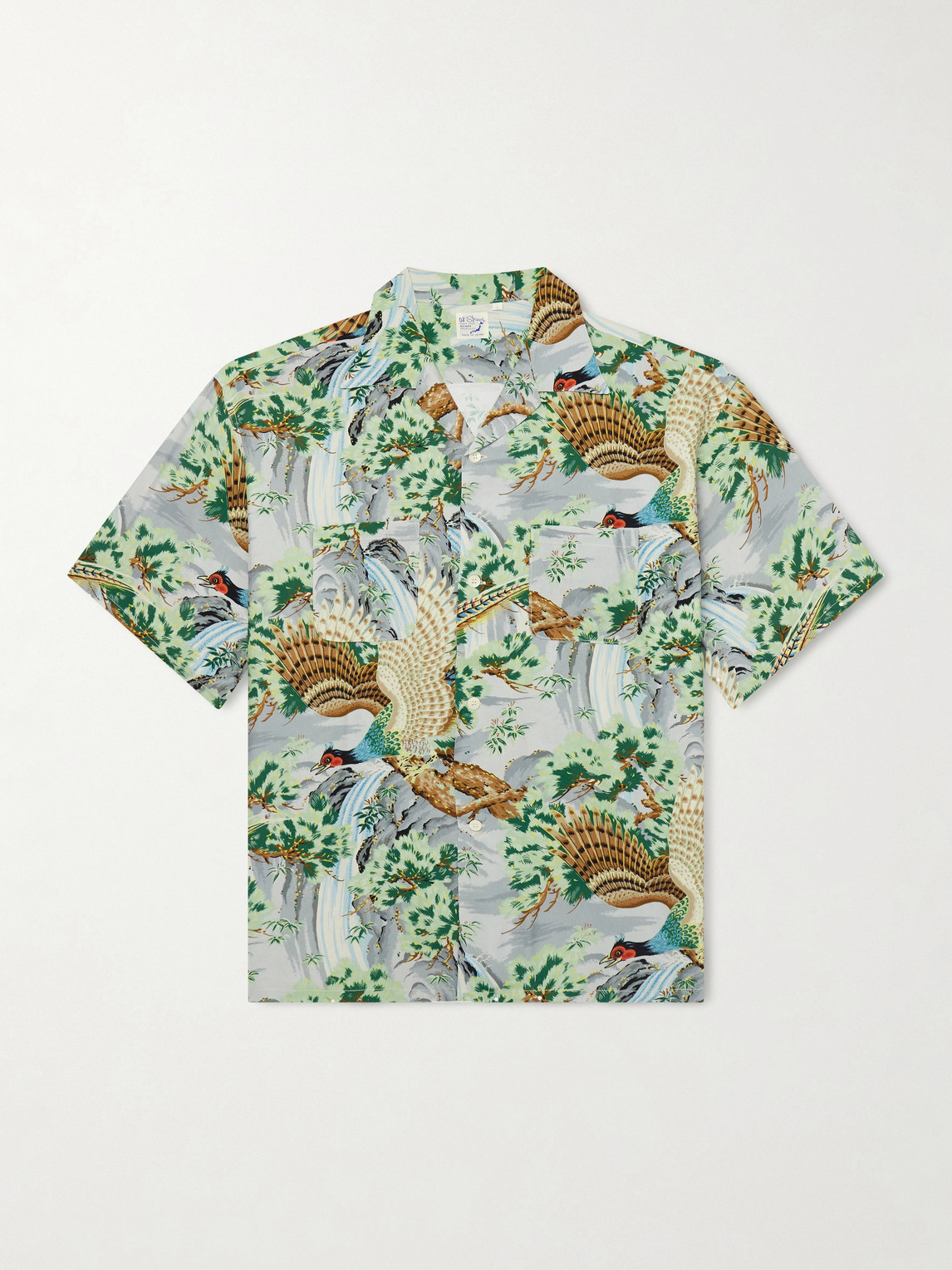 Camp-Collar Printed Voile Shirt