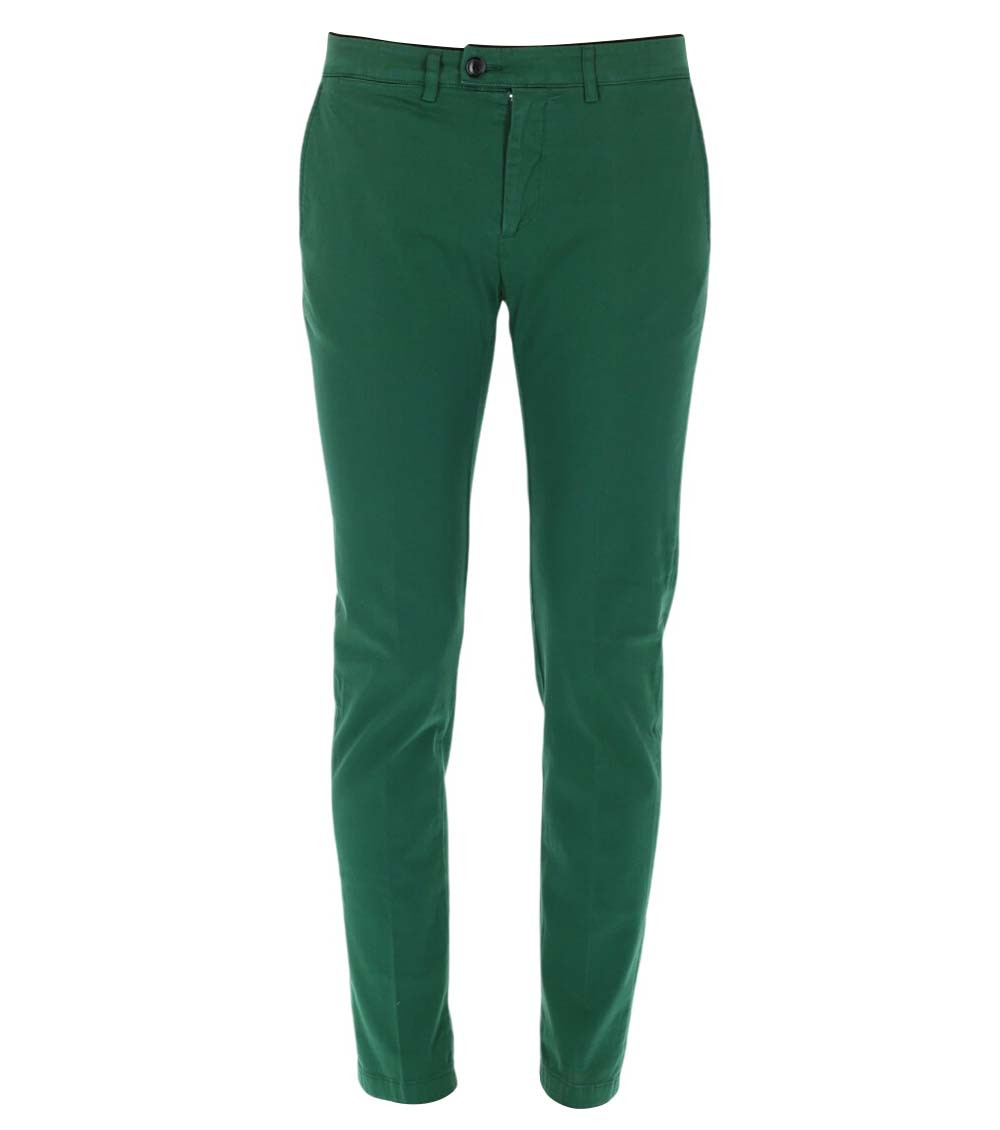 Green Slim Solid Pants