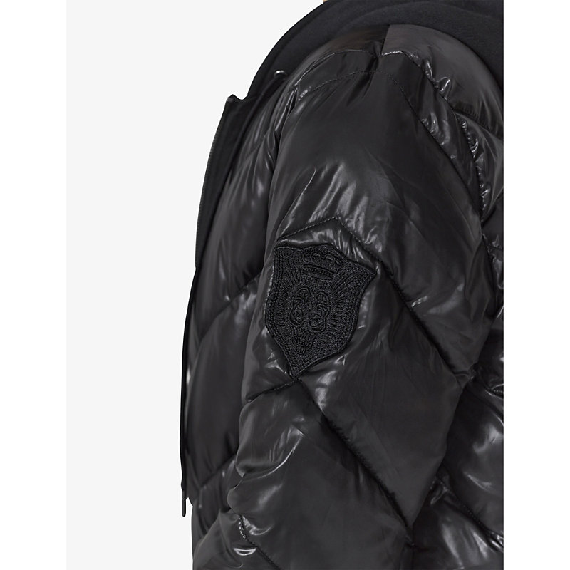Womens Black Hooded Padded Shell Coat