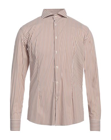 Man Shirt Light brown Size 15 ¾ Cotton, Polyamide, Elastane