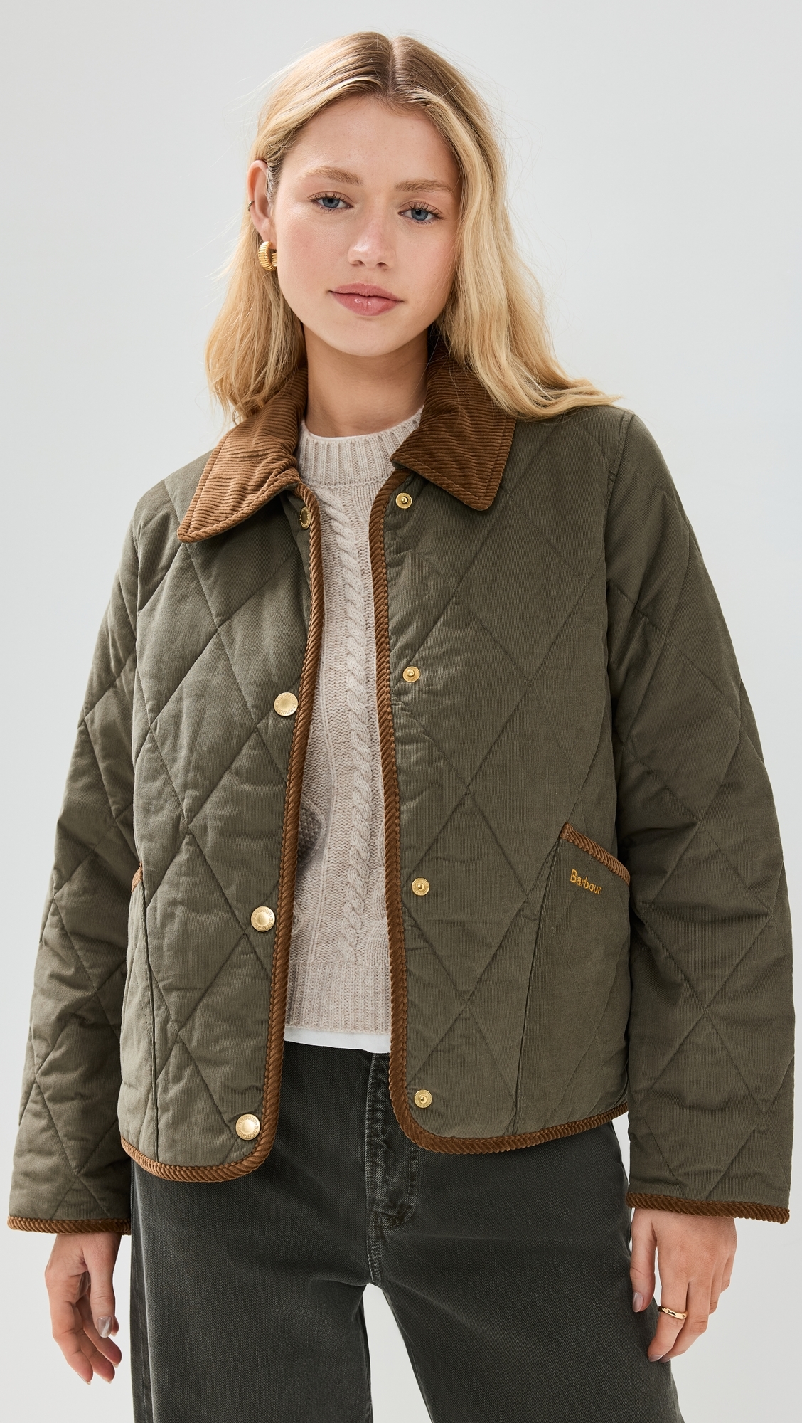 Emilia Quilted Jacket Deep Olive/Sky Dress Tartan