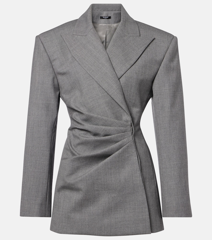 Draped virgin wool blazer dress